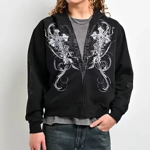 Insomnia Visuals Double Cross Black Zip Hoodie