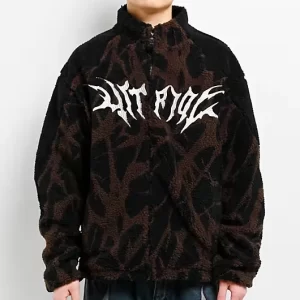 Oath Black Brown Boxy Tech Fleece Jacket