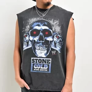WWE Bad To The Bonz Black Wash Tank Top